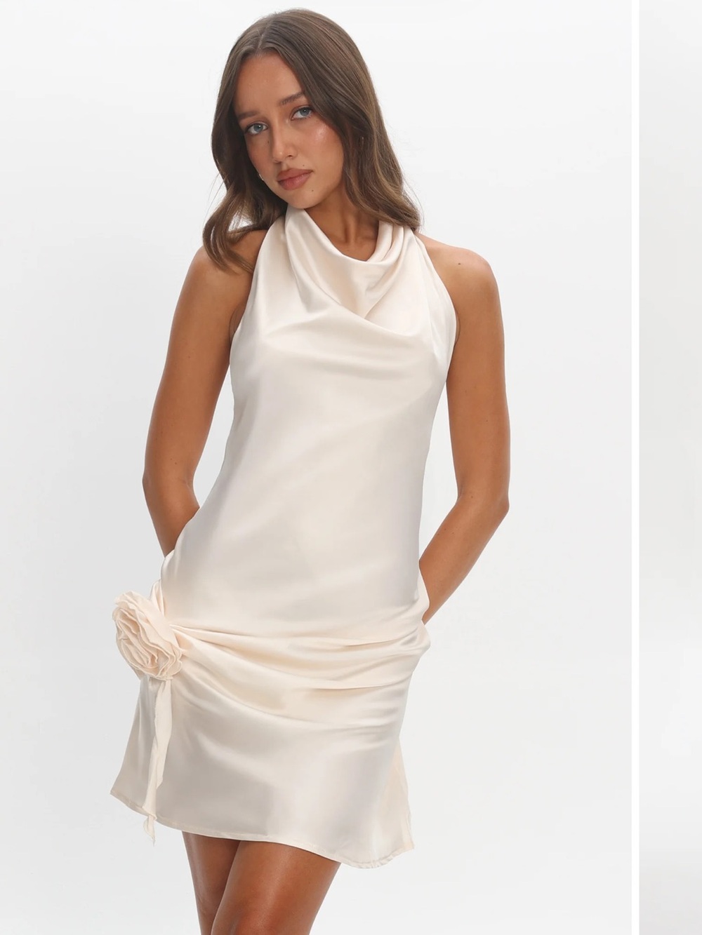 Selfie Leslie Elarah Cowl Neck Dress with Rosette